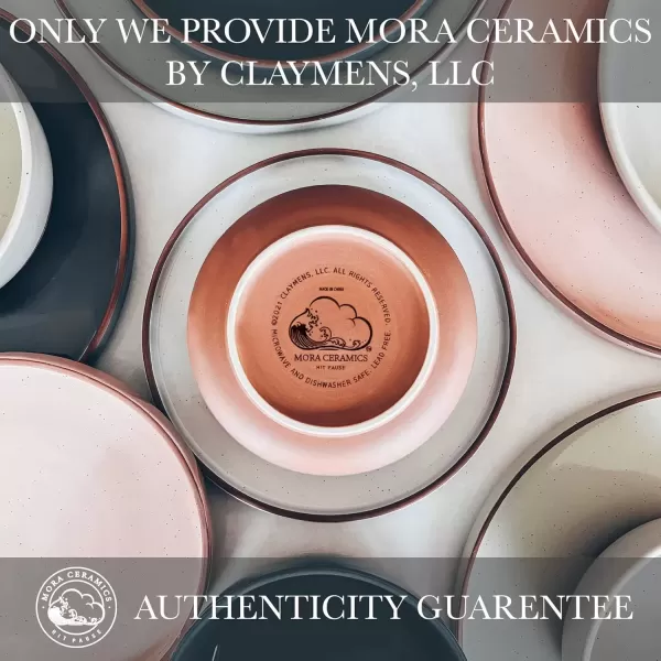 imageMora Ceramic Flat Bowls Set of 425 oz For Soup Salad Rice Cereal Breakfast Dinner Serving Oatmeal etc  Microwave Dishwasher and Oven Safe Bowl for Eating and Kitchen Vanilla ampamp CharcoalVanilla White
