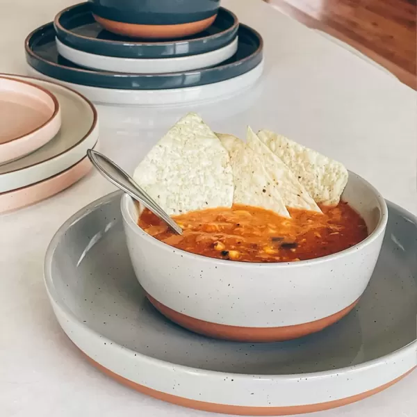 imageMora Ceramic Flat Bowls Set of 425 oz For Soup Salad Rice Cereal Breakfast Dinner Serving Oatmeal etc  Microwave Dishwasher and Oven Safe Bowl for Eating and Kitchen Vanilla ampamp CharcoalEarl Grey