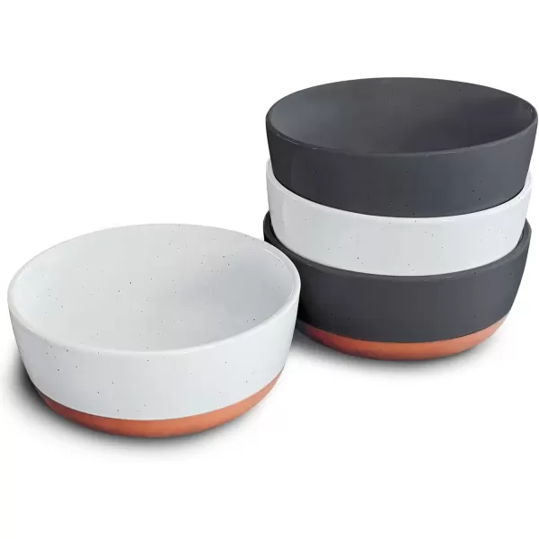 imageMora Ceramic Flat Bowls Set of 425 oz For Soup Salad Rice Cereal Breakfast Dinner Serving Oatmeal etc  Microwave Dishwasher and Oven Safe Bowl for Eating and Kitchen Vanilla ampamp CharcoalVanilla  Charcoal