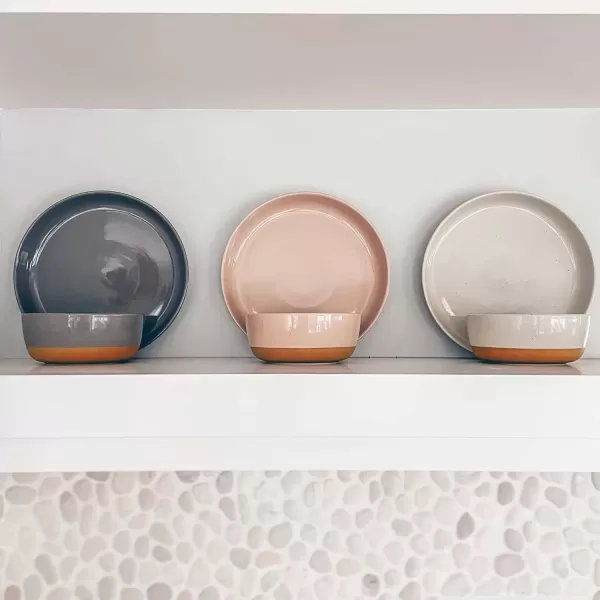 imageMora Ceramic Flat Bowls Set of 425 oz For Soup Salad Rice Cereal Breakfast Dinner Serving Oatmeal etc  Microwave Dishwasher and Oven Safe Bowl for Eating and Kitchen Vanilla ampamp CharcoalAssorted Neutrals