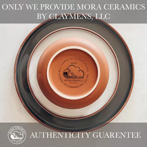 imageMora Ceramic Flat Bowls Set of 425 oz For Soup Salad Rice Cereal Breakfast Dinner Serving Oatmeal etc  Microwave Dishwasher and Oven Safe Bowl for Eating and Kitchen Vanilla ampamp CharcoalEarl Grey