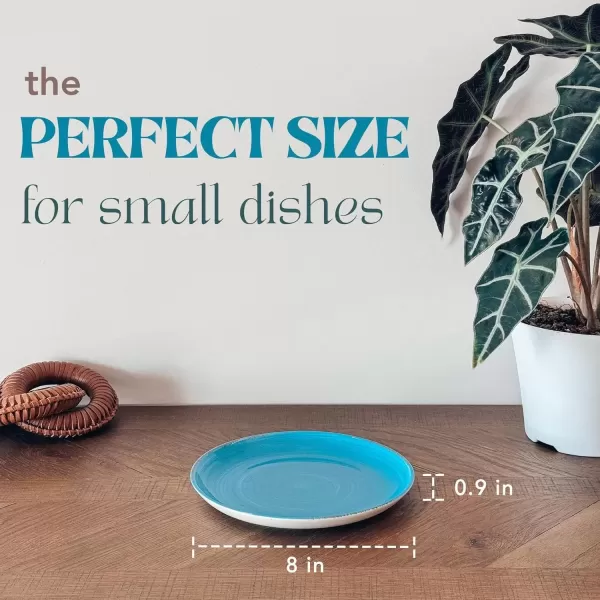 imageMora Ceramic Helix Swirl Salad Plates Set of 6 8in Spiral Porcelain Dish for Kitchen Small Dinner Lunch Appetizer Dessert etc  Dishwasher Microwave Freezer Oven Safe Dishware  Snowy WhiteOcean Colors