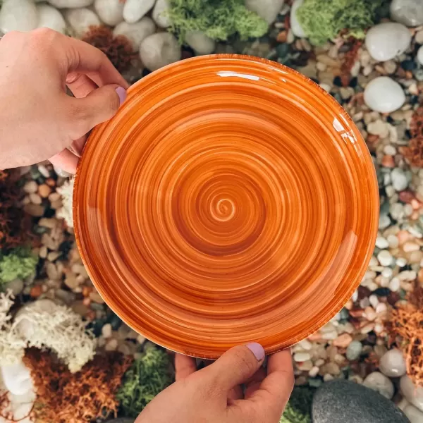 imageMora Ceramic Helix Swirl Salad Plates Set of 6 8in Spiral Porcelain Dish for Kitchen Small Dinner Lunch Appetizer Dessert etc  Dishwasher Microwave Freezer Oven Safe Dishware  Snowy WhiteEarth Colors