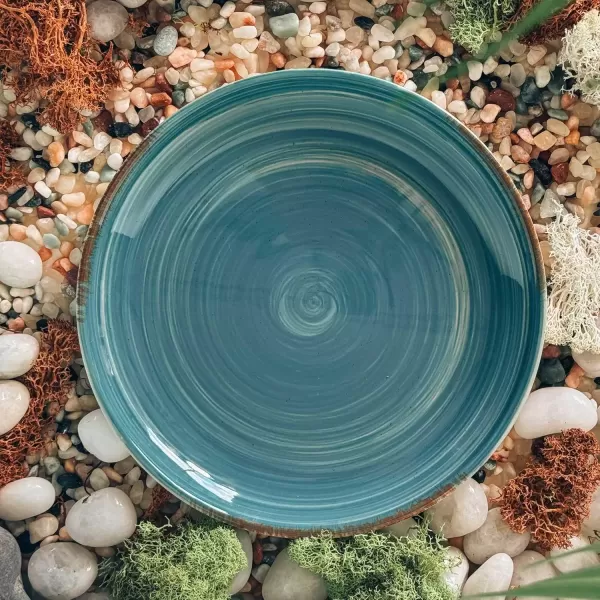imageMora Ceramic Helix Swirl Salad Plates Set of 6 8in Spiral Porcelain Dish for Kitchen Small Dinner Lunch Appetizer Dessert etc  Dishwasher Microwave Freezer Oven Safe Dishware  Snowy WhiteEarth Colors
