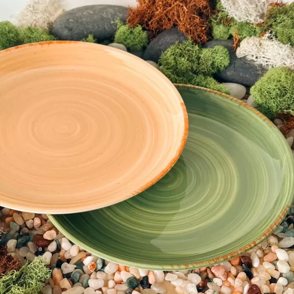 imageMora Ceramic Helix Swirl Salad Plates Set of 6 8in Spiral Porcelain Dish for Kitchen Small Dinner Lunch Appetizer Dessert etc  Dishwasher Microwave Freezer Oven Safe Dishware  Snowy WhiteEarth Colors