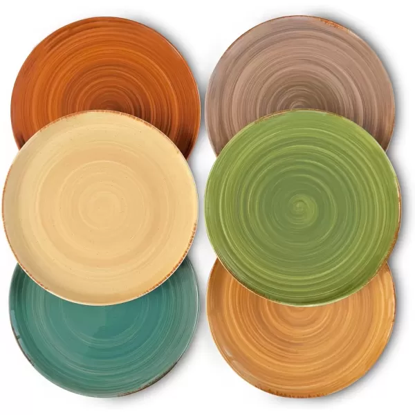 imageMora Ceramic Helix Swirl Salad Plates Set of 6 8in Spiral Porcelain Dish for Kitchen Small Dinner Lunch Appetizer Dessert etc  Dishwasher Microwave Freezer Oven Safe Dishware  Snowy WhiteEarth Colors