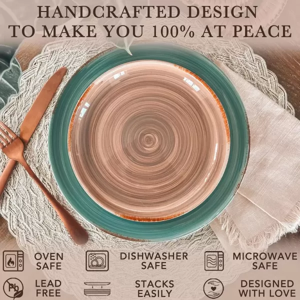 imageMora Ceramic Helix Swirl Salad Plates Set of 6 8in Spiral Porcelain Dish for Kitchen Small Dinner Lunch Appetizer Dessert etc  Dishwasher Microwave Freezer Oven Safe Dishware  Snowy WhiteEarth Colors