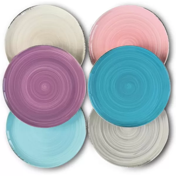 imageMora Ceramic Helix Swirl Salad Plates Set of 6 8in Spiral Porcelain Dish for Kitchen Small Dinner Lunch Appetizer Dessert etc  Dishwasher Microwave Freezer Oven Safe Dishware  Snowy WhiteOcean Colors