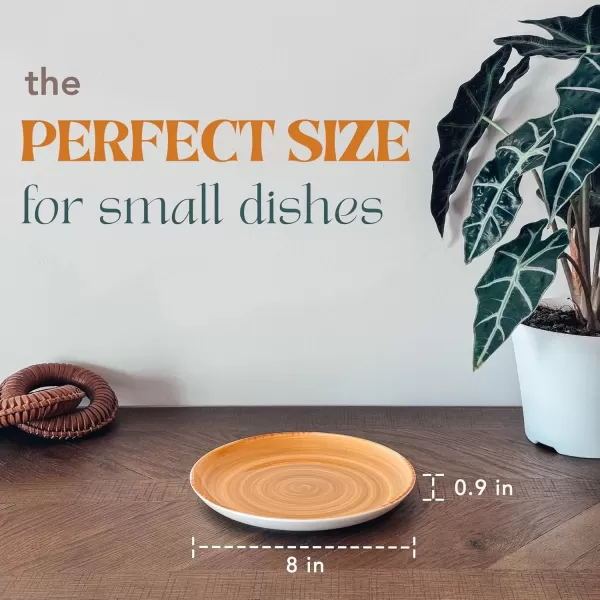 imageMora Ceramic Helix Swirl Salad Plates Set of 6 8in Spiral Porcelain Dish for Kitchen Small Dinner Lunch Appetizer Dessert etc  Dishwasher Microwave Freezer Oven Safe Dishware  Snowy WhiteEarth Colors