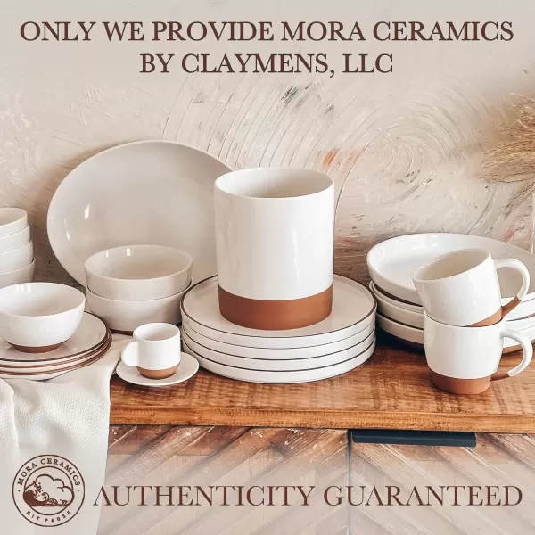 imageMora Ceramic Kitchen Utensil Holder  Wooden Spoon ampamp Spatula Crock for Countertop Modern Farmhouse Home Decor Extra Large 73quot Cooking Organizer for Stove Top and Counter  Heavy ampamp Sturdy  ChaiVanilla White