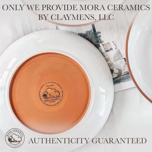 imageMora Ceramic Large Pasta Bowls 30oz Set of 4  Serving Salad Dinner etc PlateWide Bowl  Microwave Oven Dishwasher Safe Kitchen Dinnerware  Modern Porcelain Stoneware Dishes Assorted ColorsVanilla