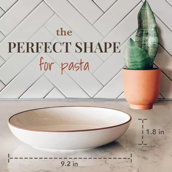 imageMora Ceramic Large Pasta Bowls 30oz Set of 4  Serving Salad Dinner etc PlateWide Bowl  Microwave Oven Dishwasher Safe Kitchen Dinnerware  Modern Porcelain Stoneware Dishes Assorted ColorsVanilla