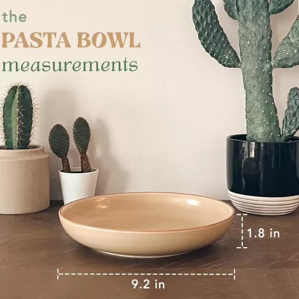 imageMora Ceramic Large Pasta Bowls 30oz Set of 4  Serving Salad Dinner etc PlateWide Bowl  Microwave Oven Dishwasher Safe Kitchen Dinnerware  Modern Porcelain Stoneware Dishes Assorted ColorsSafari Colors