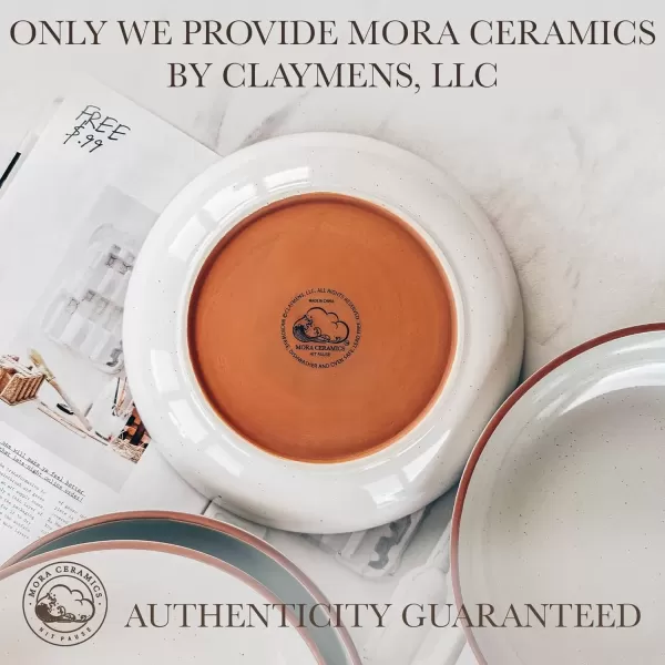 imageMora Ceramic Large Pasta Bowls 30oz Set of 4  Serving Salad Dinner etc PlateWide Bowl  Microwave Oven Dishwasher Safe Kitchen Dinnerware  Modern Porcelain Stoneware Dishes Assorted ColorsVanilla  Earl Grey