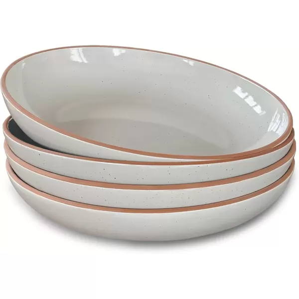 imageMora Ceramic Large Pasta Bowls 30oz Set of 4  Serving Salad Dinner etc PlateWide Bowl  Microwave Oven Dishwasher Safe Kitchen Dinnerware  Modern Porcelain Stoneware Dishes Assorted ColorsEarl Grey
