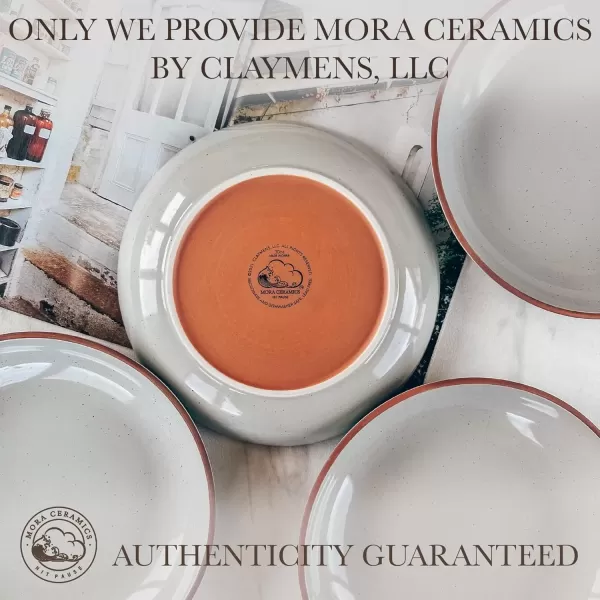 imageMora Ceramic Large Pasta Bowls 30oz Set of 4  Serving Salad Dinner etc PlateWide Bowl  Microwave Oven Dishwasher Safe Kitchen Dinnerware  Modern Porcelain Stoneware Dishes Assorted ColorsEarl Grey