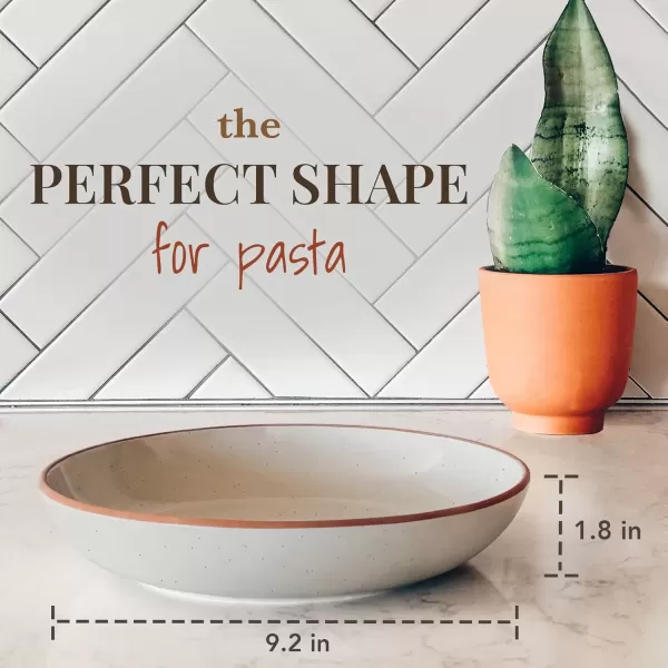 imageMora Ceramic Large Pasta Bowls 30oz Set of 4  Serving Salad Dinner etc PlateWide Bowl  Microwave Oven Dishwasher Safe Kitchen Dinnerware  Modern Porcelain Stoneware Dishes Assorted ColorsEarl Grey