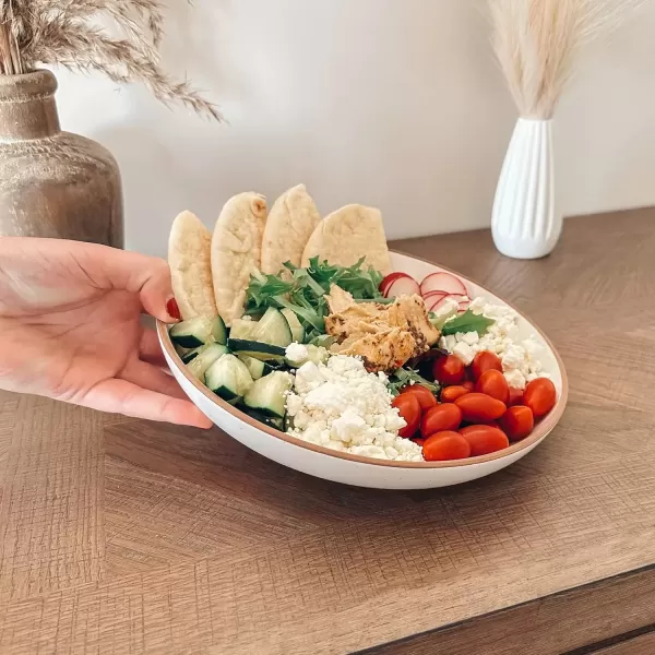 imageMora Ceramic Large Pasta Bowls 30oz Set of 4  Serving Salad Dinner etc PlateWide Bowl  Microwave Oven Dishwasher Safe Kitchen Dinnerware  Modern Porcelain Stoneware Dishes Assorted ColorsVanilla  Earl Grey