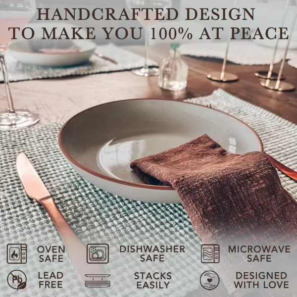 imageMora Ceramic Large Pasta Bowls 30oz Set of 4  Serving Salad Dinner etc PlateWide Bowl  Microwave Oven Dishwasher Safe Kitchen Dinnerware  Modern Porcelain Stoneware Dishes Assorted ColorsEarl Grey