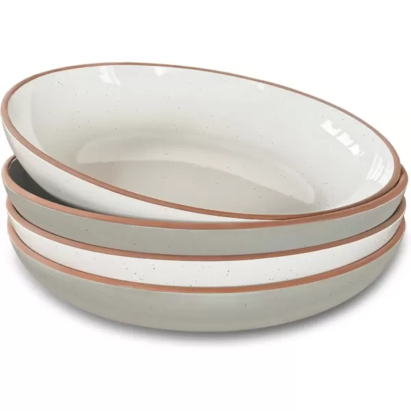 imageMora Ceramic Large Pasta Bowls 30oz Set of 4  Serving Salad Dinner etc PlateWide Bowl  Microwave Oven Dishwasher Safe Kitchen Dinnerware  Modern Porcelain Stoneware Dishes Assorted ColorsVanilla  Earl Grey