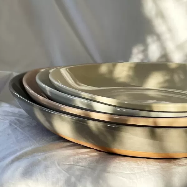 imageMora Ceramic Large Serving Bowls Set of 2 Oval Platters for Entertaining Modern Kitchen Dishes for Dinner Fruit Salad Turkey etc Oven Dishwasher Safe 5535 oz 135quot  118quot  NeutralsAssorted Neutrals