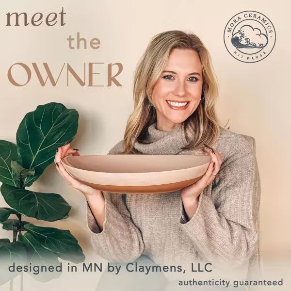 imageMora Ceramic Large Serving Bowls Set of 2 Oval Platters for Entertaining Modern Kitchen Dishes for Dinner Fruit Salad Turkey etc Oven Dishwasher Safe 5535 oz 135quot  118quot  NeutralsAssorted Neutrals