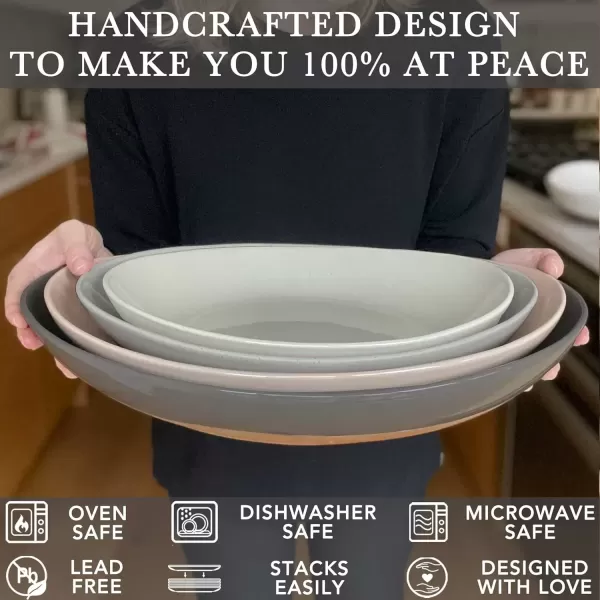 imageMora Ceramic Large Serving Bowls Set of 2 Oval Platters for Entertaining Modern Kitchen Dishes for Dinner Fruit Salad Turkey etc Oven Dishwasher Safe 5535 oz 135quot  118quot  NeutralsAssorted Neutrals
