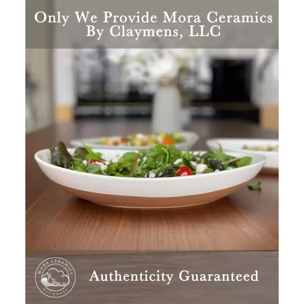 imageMora Ceramic Large Serving Bowls Set of 2 Oval Platters for Entertaining Modern Kitchen Dishes for Dinner Fruit Salad Turkey etc Oven Dishwasher Safe 5535 oz 135quot  118quot  NeutralsVanilla White