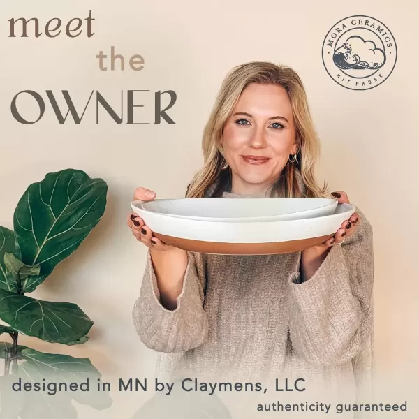 imageMora Ceramic Large Serving Bowls Set of 2 Oval Platters for Entertaining Modern Kitchen Dishes for Dinner Fruit Salad Turkey etc Oven Dishwasher Safe 5535 oz 135quot  118quot  NeutralsVanilla White
