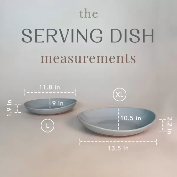 imageMora Ceramic Large Serving Bowls Set of 2 Oval Platters for Entertaining Modern Kitchen Dishes for Dinner Fruit Salad Turkey etc Oven Dishwasher Safe 5535 oz 135quot  118quot  NeutralsEarl Grey