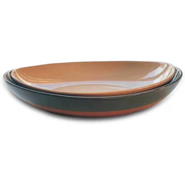 imageMora Ceramic Large Serving Bowls Set of 2 Oval Platters for Entertaining Modern Kitchen Dishes for Dinner Fruit Salad Turkey etc Oven Dishwasher Safe 5535 oz 135quot  118quot  NeutralsAssorted Neutrals