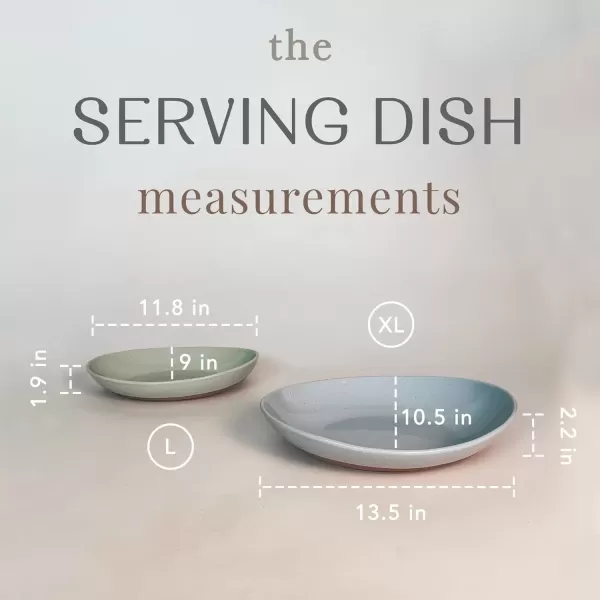 imageMora Ceramic Large Serving Bowls Set of 2 Oval Platters for Entertaining Modern Kitchen Dishes for Dinner Fruit Salad Turkey etc Oven Dishwasher Safe 5535 oz 135quot  118quot  NeutralsAssorted Neutrals