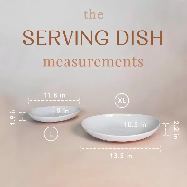 imageMora Ceramic Large Serving Bowls Set of 2 Oval Platters for Entertaining Modern Kitchen Dishes for Dinner Fruit Salad Turkey etc Oven Dishwasher Safe 5535 oz 135quot  118quot  NeutralsVanilla White