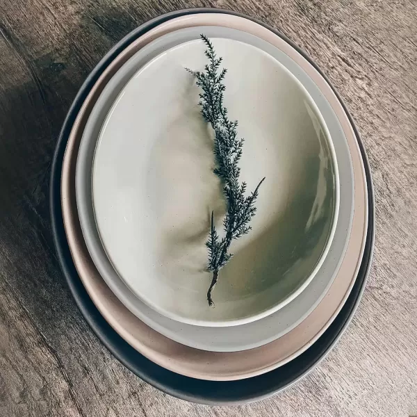 imageMora Ceramic Large Serving Bowls Set of 2 Oval Platters for Entertaining Modern Kitchen Dishes for Dinner Fruit Salad Turkey etc Oven Dishwasher Safe 5535 oz 135quot  118quot  NeutralsAssorted Neutrals