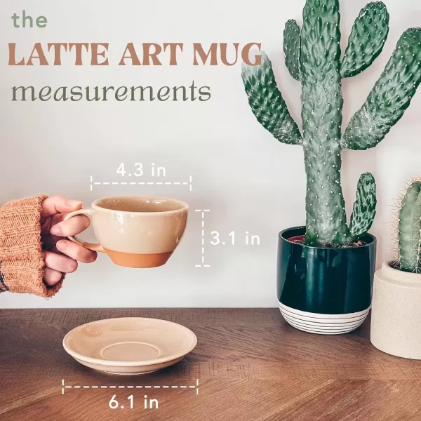 imageMora Ceramic Latte Art Mug With Saucer  105 oz Round Bottom For Perfect Pours  Cafe Cups for Cappuccino Espresso Coffee Tea etc  Porcelain Set for Baristas Great Gift  Shadow GreyChai Latte