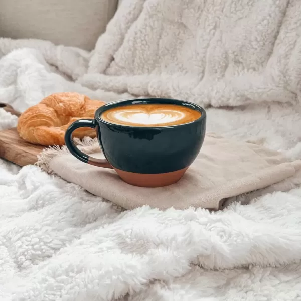 imageMora Ceramic Latte Art Mug With Saucer  105 oz Round Bottom For Perfect Pours  Cafe Cups for Cappuccino Espresso Coffee Tea etc  Porcelain Set for Baristas Great Gift  Shadow GreyCharcoal
