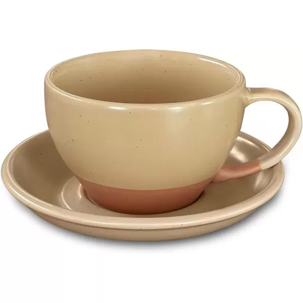 imageMora Ceramic Latte Art Mug With Saucer  105 oz Round Bottom For Perfect Pours  Cafe Cups for Cappuccino Espresso Coffee Tea etc  Porcelain Set for Baristas Great Gift  Shadow GreyBisque Tan