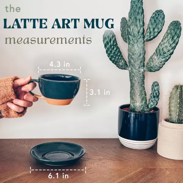imageMora Ceramic Latte Art Mug With Saucer  105 oz Round Bottom For Perfect Pours  Cafe Cups for Cappuccino Espresso Coffee Tea etc  Porcelain Set for Baristas Great Gift  Shadow GreyCharcoal