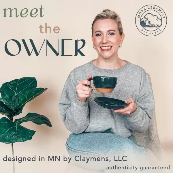 imageMora Ceramic Latte Art Mug With Saucer  105 oz Round Bottom For Perfect Pours  Cafe Cups for Cappuccino Espresso Coffee Tea etc  Porcelain Set for Baristas Great Gift  Shadow GreyCharcoal