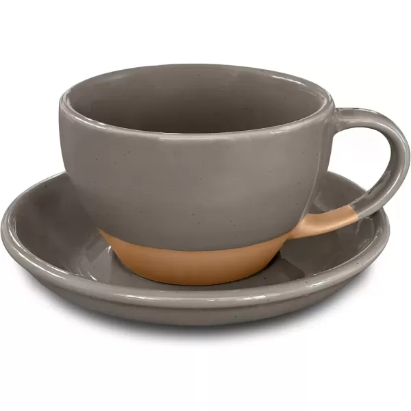 imageMora Ceramic Latte Art Mug With Saucer  105 oz Round Bottom For Perfect Pours  Cafe Cups for Cappuccino Espresso Coffee Tea etc  Porcelain Set for Baristas Great Gift  Shadow GreySesame Milk