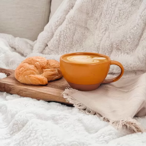 imageMora Ceramic Latte Art Mug With Saucer  105 oz Round Bottom For Perfect Pours  Cafe Cups for Cappuccino Espresso Coffee Tea etc  Porcelain Set for Baristas Great Gift  Shadow GreyPumpkin Orange
