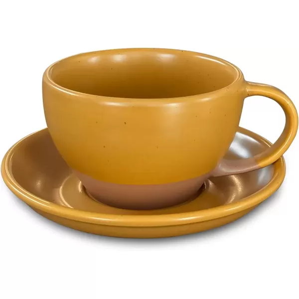imageMora Ceramic Latte Art Mug With Saucer  105 oz Round Bottom For Perfect Pours  Cafe Cups for Cappuccino Espresso Coffee Tea etc  Porcelain Set for Baristas Great Gift  Shadow GreyPumpkin Orange