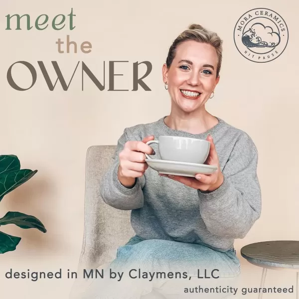 imageMora Ceramic Latte Art Mug With Saucer  105 oz Round Bottom For Perfect Pours  Cafe Cups for Cappuccino Espresso Coffee Tea etc  Porcelain Set for Baristas Great Gift  Shadow GreyEarl Grey