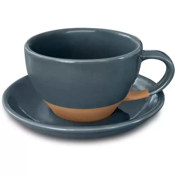 imageMora Ceramic Latte Art Mug With Saucer  105 oz Round Bottom For Perfect Pours  Cafe Cups for Cappuccino Espresso Coffee Tea etc  Porcelain Set for Baristas Great Gift  Shadow GreyCharcoal