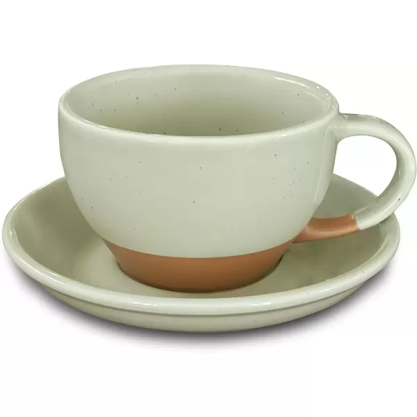 imageMora Ceramic Latte Art Mug With Saucer  105 oz Round Bottom For Perfect Pours  Cafe Cups for Cappuccino Espresso Coffee Tea etc  Porcelain Set for Baristas Great Gift  Shadow GreyLight Matcha