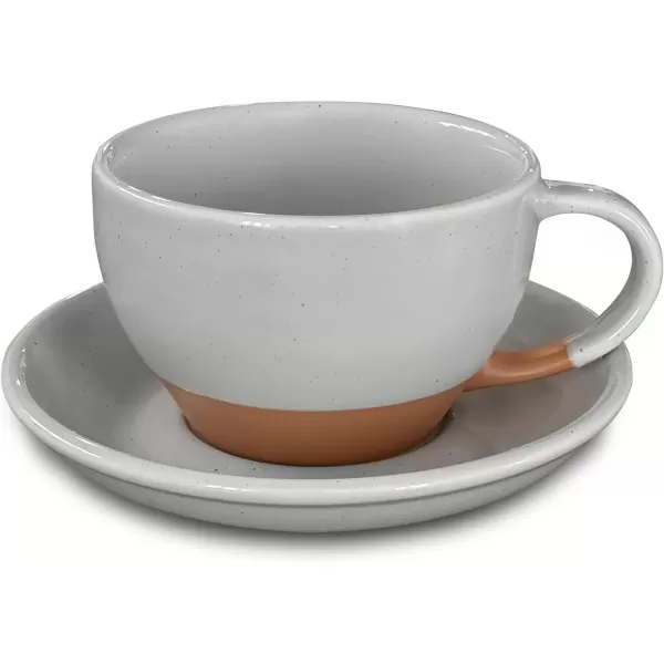 imageMora Ceramic Latte Art Mug With Saucer  105 oz Round Bottom For Perfect Pours  Cafe Cups for Cappuccino Espresso Coffee Tea etc  Porcelain Set for Baristas Great Gift  Shadow GreyEarl Grey