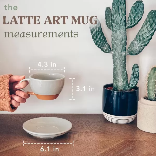 imageMora Ceramic Latte Art Mug With Saucer  105 oz Round Bottom For Perfect Pours  Cafe Cups for Cappuccino Espresso Coffee Tea etc  Porcelain Set for Baristas Great Gift  Shadow GreyEarl Grey