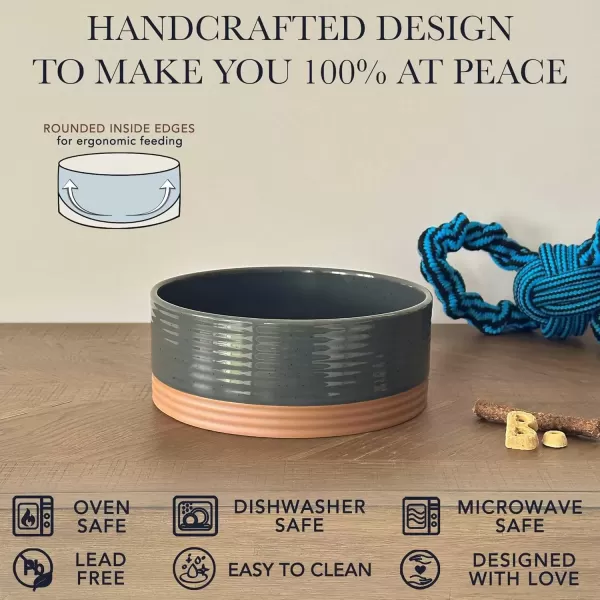 imageMora Ceramic Pet Bowl Size Medium  FoodWater Dish for Large Puppies Cats Retrievers Medium Sized Dogs ect 28oz or 4 Cups  Basic Bowls for Your Dog or Cat Mix and Match for a Set  CharcoalCharcoal