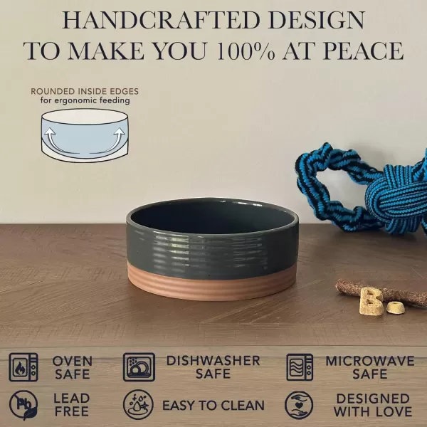 imageMora Ceramic Pet Bowl Size Medium  FoodWater Dish for Large Puppies Cats Retrievers Medium Sized Dogs ect 28oz or 4 Cups  Basic Bowls for Your Dog or Cat Mix and Match for a Set  CharcoalCharcoal