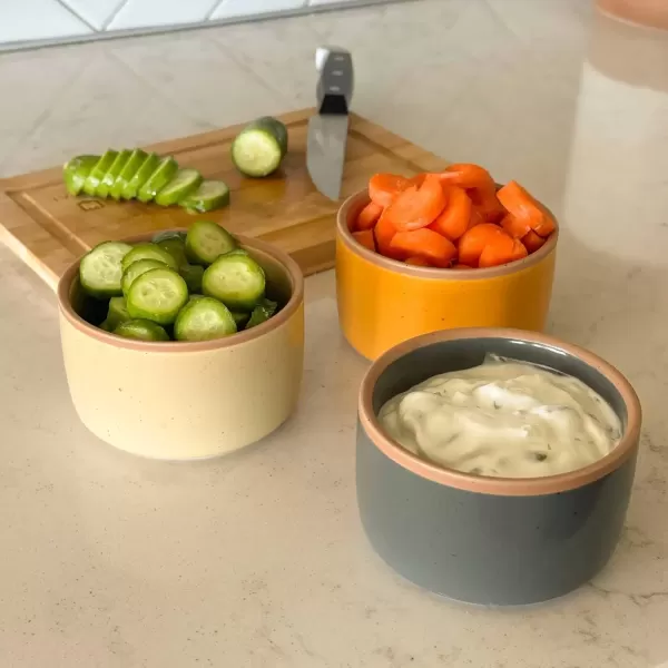 imageMora Ceramic Ramekins  8oz Set of 6  Small Oven Safe Baking DishesCups  For Personal Pudding Creme Brulee Souffle Serving Dip Custard Ice Cream  Single Mini Bowls  Artisan ColorsArtisan Colors
